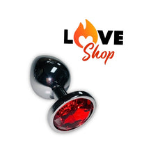 Metal Anal Plug with Red Charm