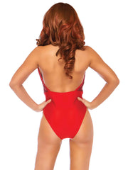 Sequin Snap Crotch Plunging V Halter Bodysuit