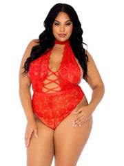 Plus Insatiable Crotchless Lace Teddy