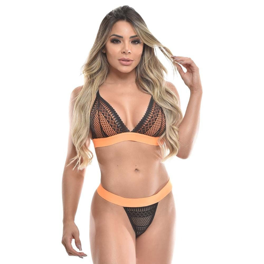 Sexy Orange and Black bra set